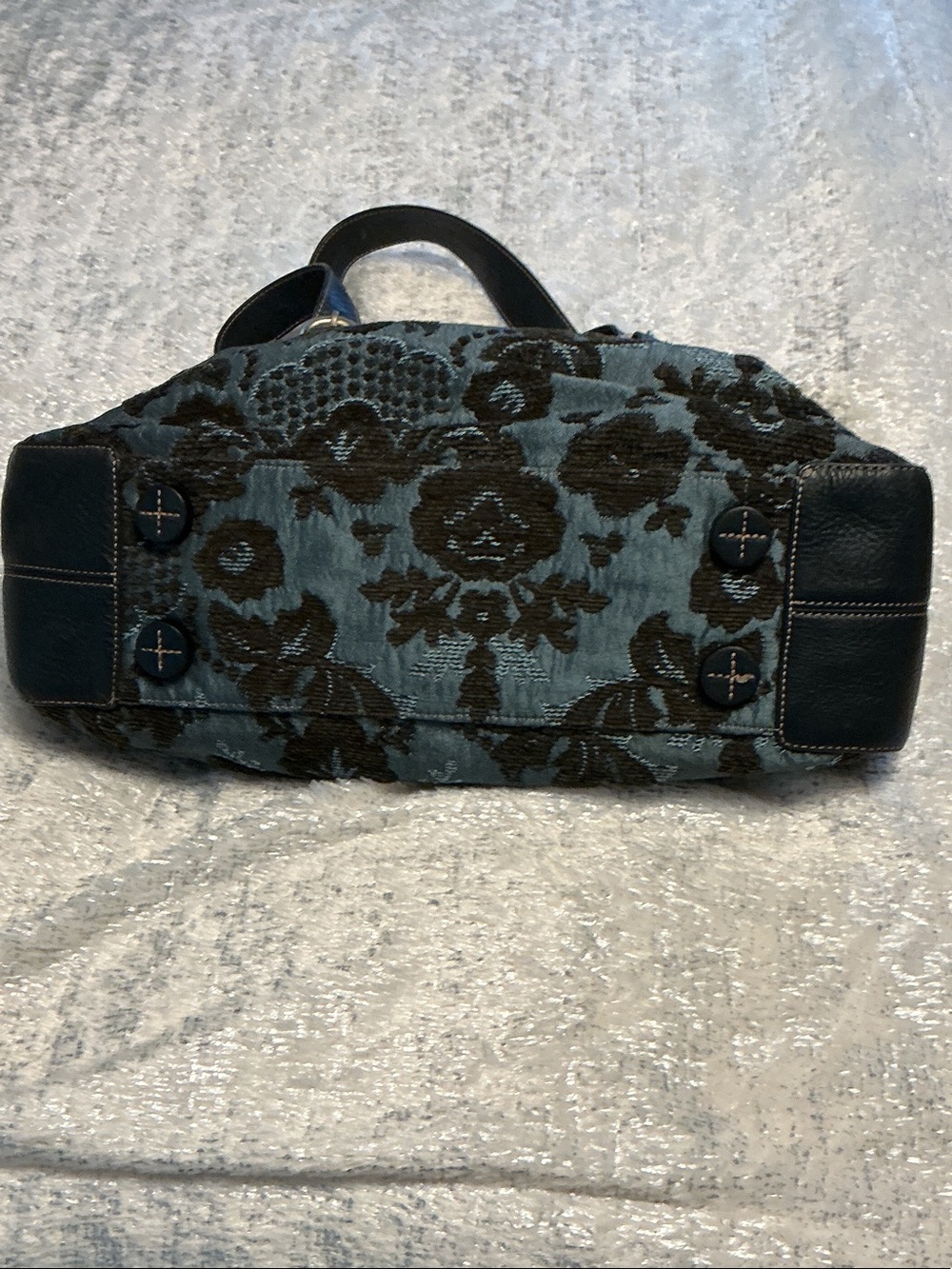 Liz Claiborne Brown and Teal Damask Shoulder Bag - Picture 6 of 11